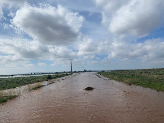 NM-41 covered in a foot of water after monsoon rains.