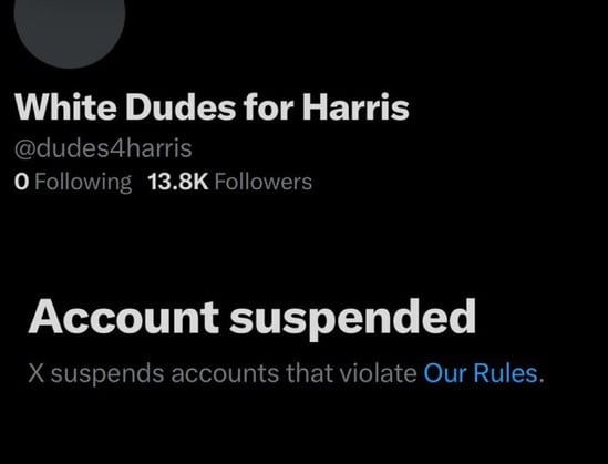 White Dudes for Harris
@dudes4harris
0 Following 13.8K Followers
Account suspended
X suspends accounts that violate Our Rules.