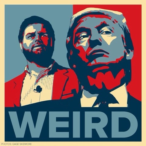 Trump and Vance on an Obama style poster that says “weird”