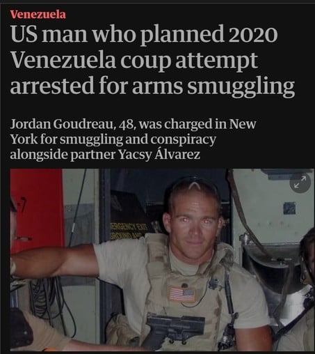 US man who planned 2020 Venezuela coup attempt arrested for arms smuggling

Jordan Goudreau, 48, was charged in New York for smuggling and conspiracy alongside partner Yacsy Álvarez

