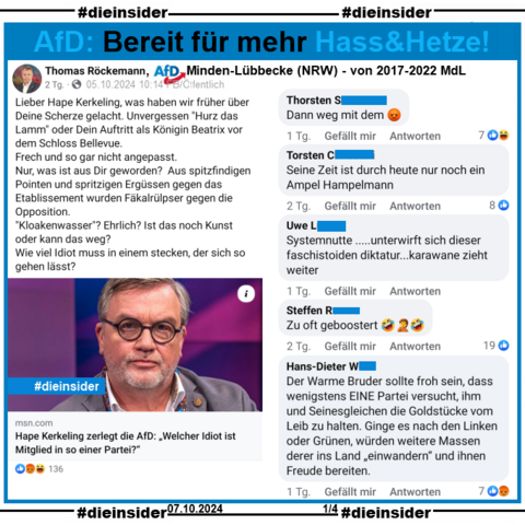 Thomas Röckemann, AfD Minden-Lübbecke und von 2017-2022 MdL der AfD NRW postet am 05.10.2024 
