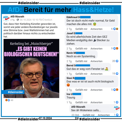 Die AfD Rösrath aus NRW postet am 04.10.2024 
